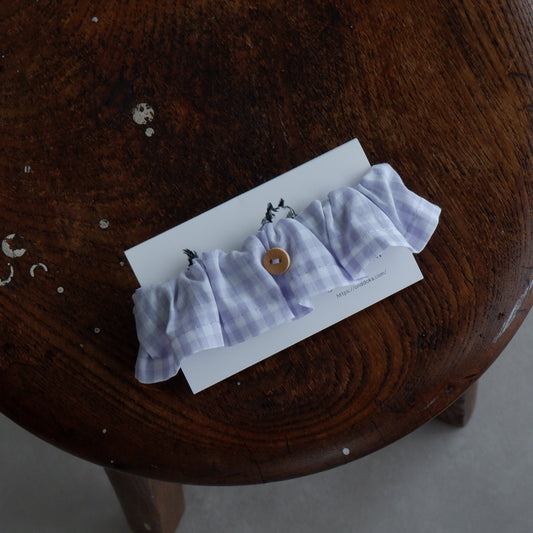 Cat-friendly cotton collar/ruffle [gingham/lavender]