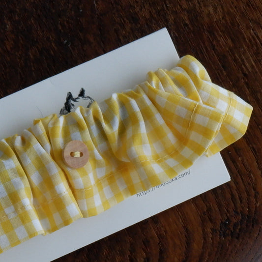 Cat-friendly cotton collar/ruffle [gingham/lemon]