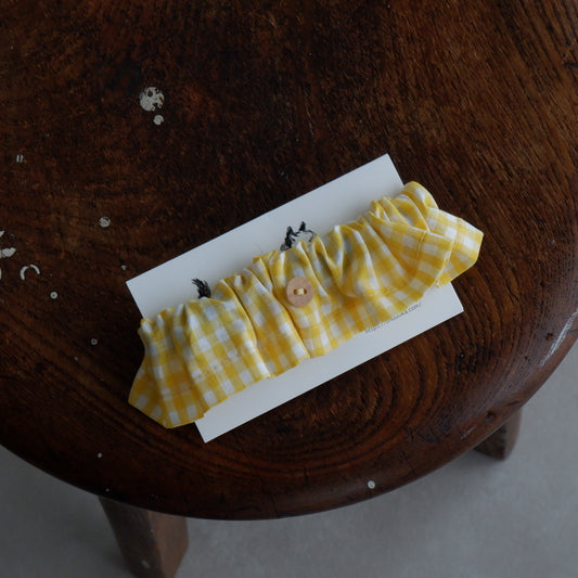 Cat-friendly cotton collar/ruffle [gingham/lemon]