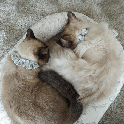 고양이 친화적인 코튼 목걸이/프릴【옐로우 그린 스트라이프】 