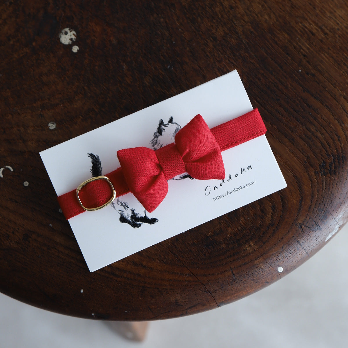 猫にやさしいコットン首輪/リボン【Red】