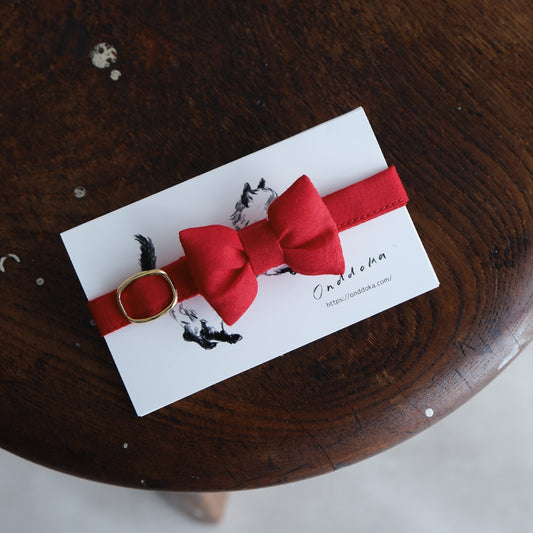 猫にやさしいコットン首輪/リボン【Red】