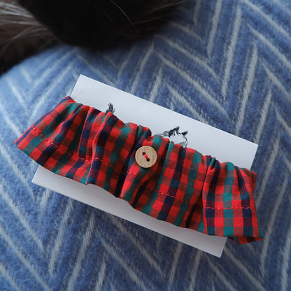 猫にやさしいコットン首輪/フリル【Tartan Red】