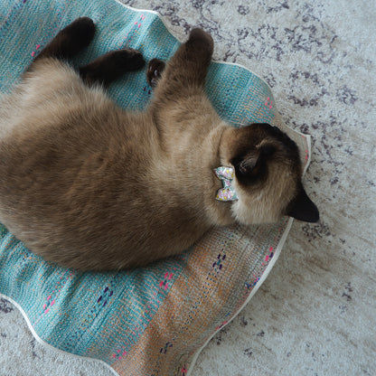 Vintage kantha quilt マルチマット【Beige×Blue-A】