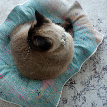 Vintage kantha quilt マルチマット【Green×Beige-A】