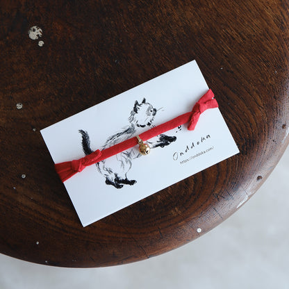 猫にやさしいコットン首輪/チョーカー×ちいさく鳴る鈴【Red】