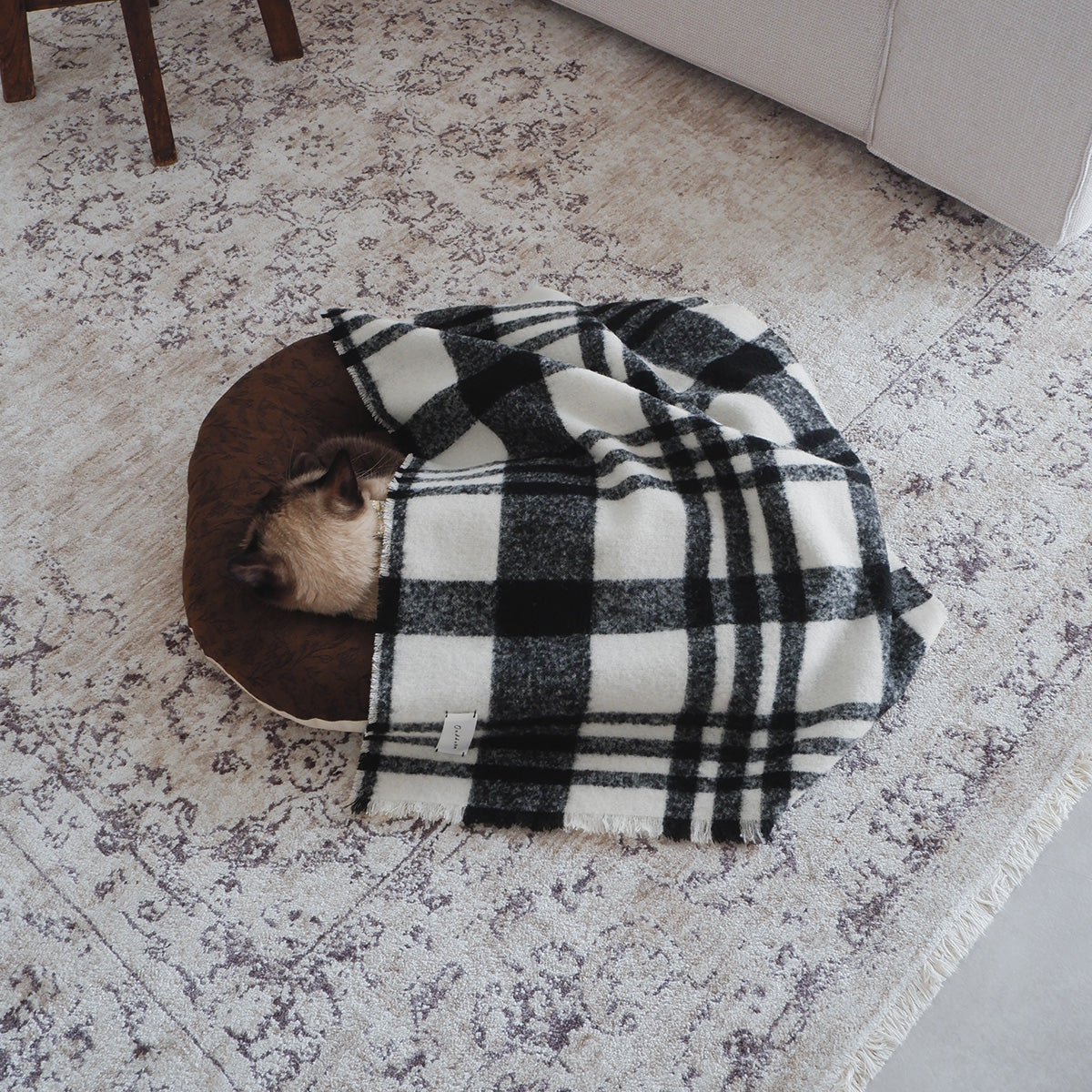 Wool Cat Blanket (ウールキャットブランケット)【チェックループツイード】