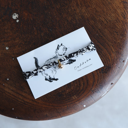 猫にやさしいコットン首輪/チョーカー×ちいさく鳴る鈴【Black flower】