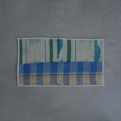 Vintage kantha kilt 멀티 매트[Blue×Green-B]