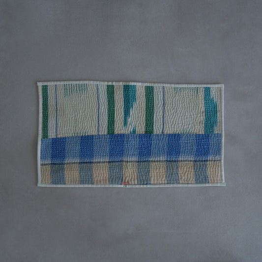 Vintage kantha kilt 멀티 매트[Blue×Green-B]
