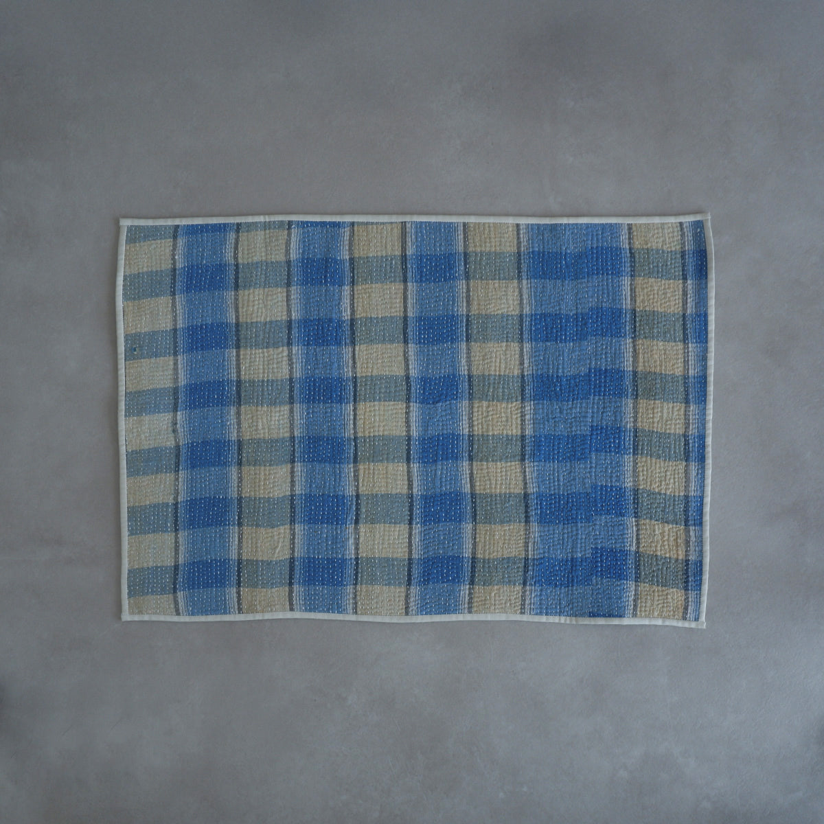 Vintage kantha kilt 멀티 매트【Blue-A】
