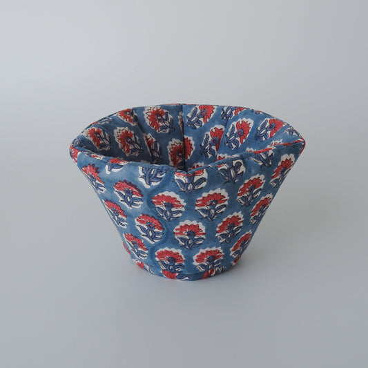 猫のやわらかエリザベスカラー【ハンドブロックプリント/Mist Blue】