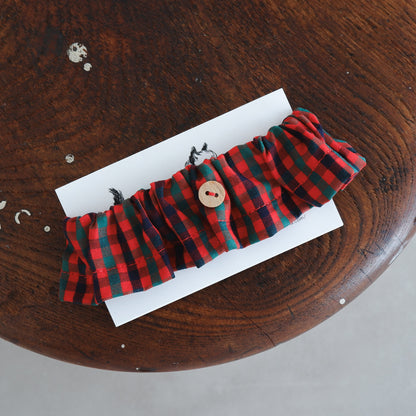 猫にやさしいコットン首輪/フリル【Tartan Red】