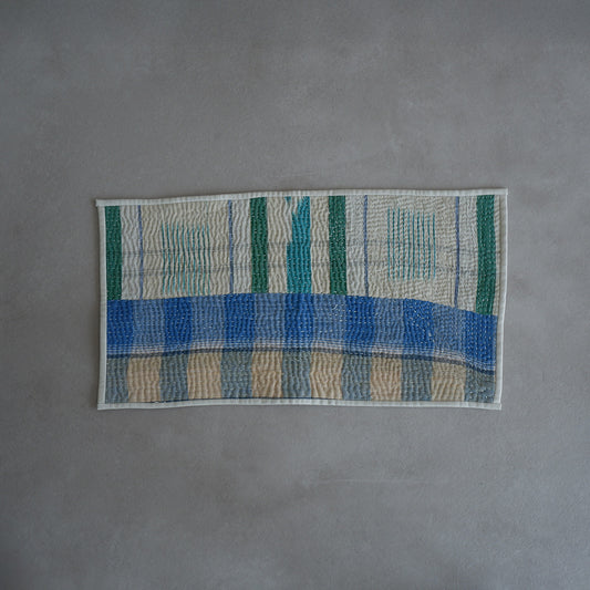 Vintage kantha kilt 멀티 매트[Blue×Green-A]
