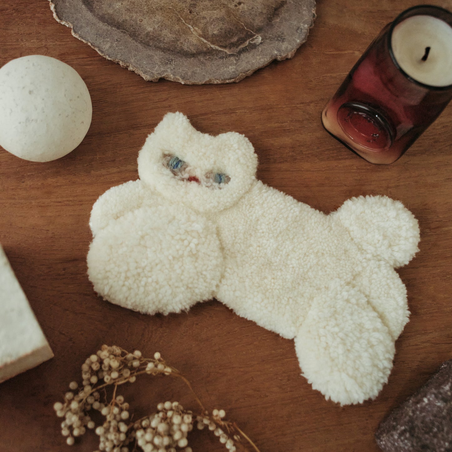〈Atelier Somi〉Animal Mini Rug【しろねこ】