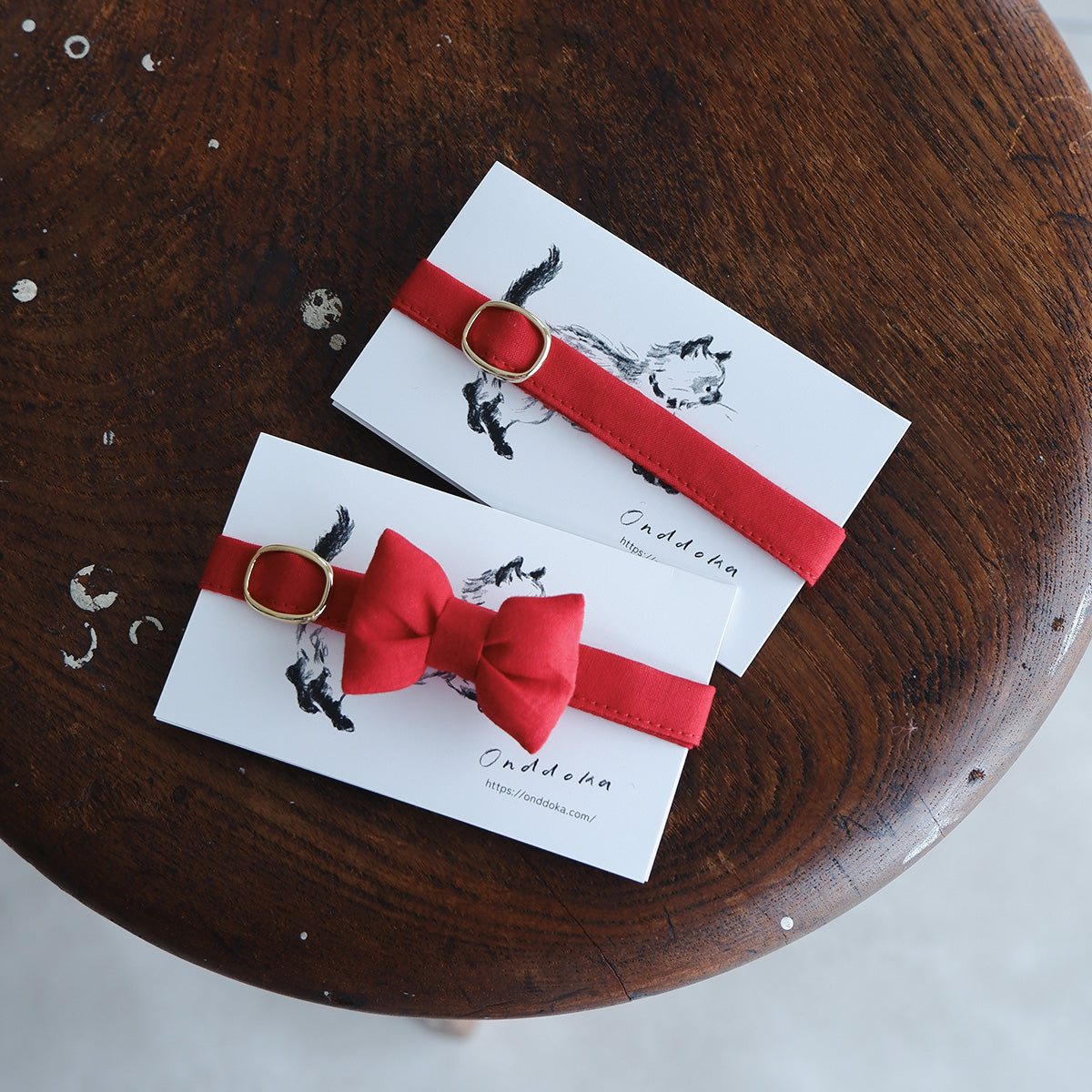 猫にやさしいコットン首輪/リボンなし【Red】