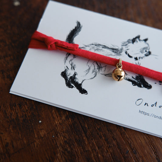 猫にやさしいコットン首輪/チョーカー×ちいさく鳴る鈴【Red】