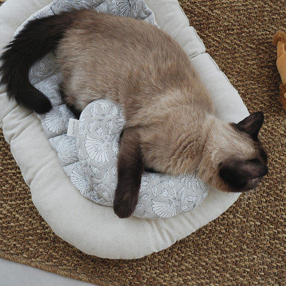 猫のための除湿マット【ハンドブロックプリント/ Gray】