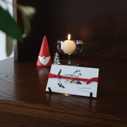 猫にやさしいコットン首輪/チョーカー×ちいさく鳴る鈴【Red】