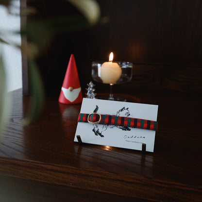 猫にやさしいコットン首輪/リボンなし【Tartan Red】