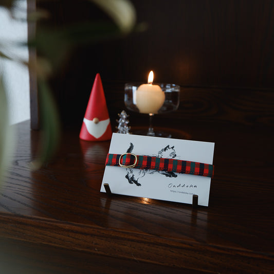 猫にやさしいコットン首輪/リボンなし【Tartan Red】