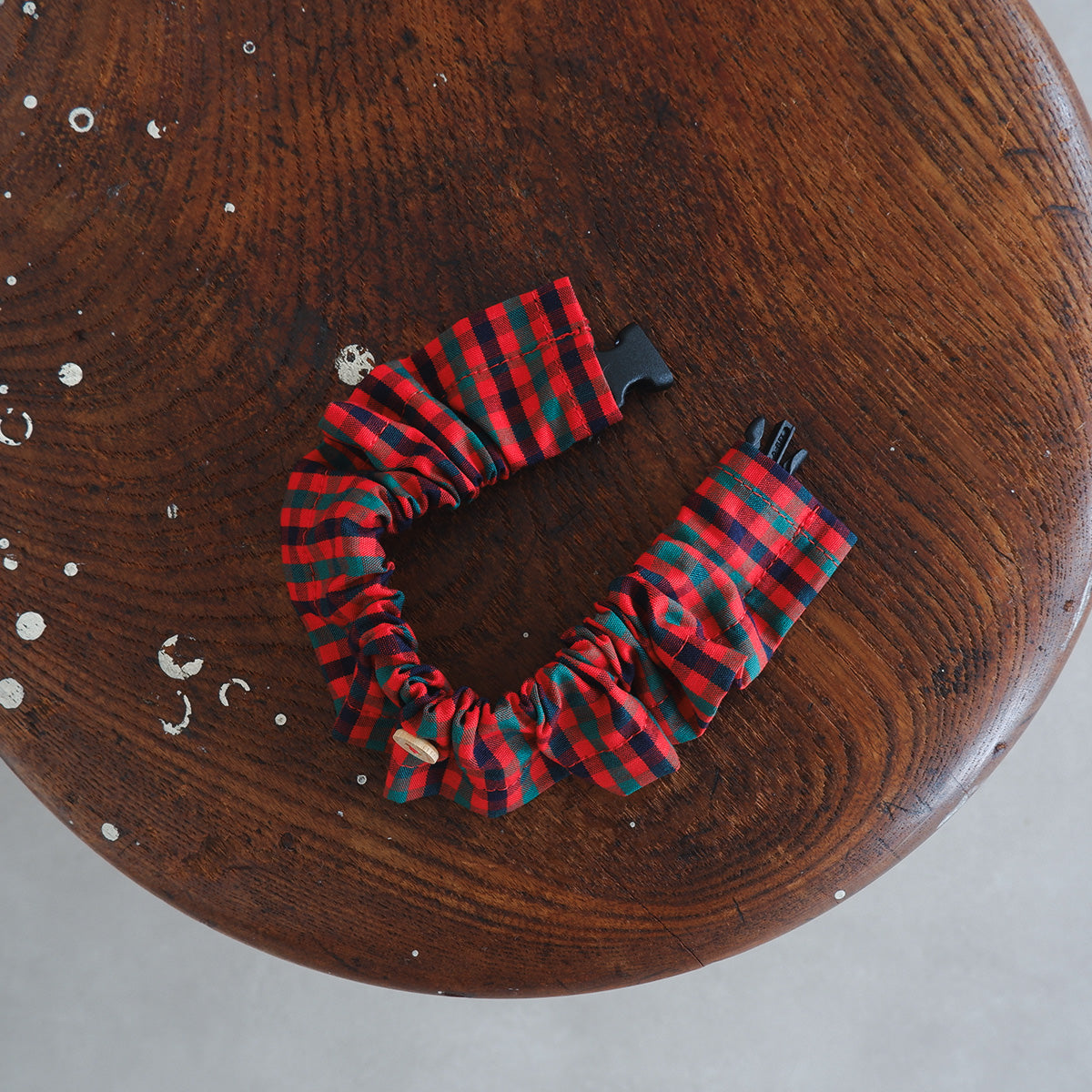 猫にやさしいコットン首輪/フリル【Tartan Red】