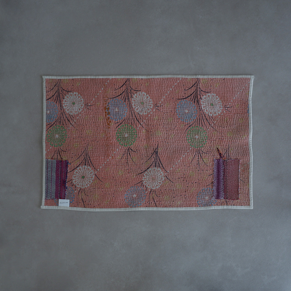 Vintage kantha kilt 멀티 매트【Green-A】