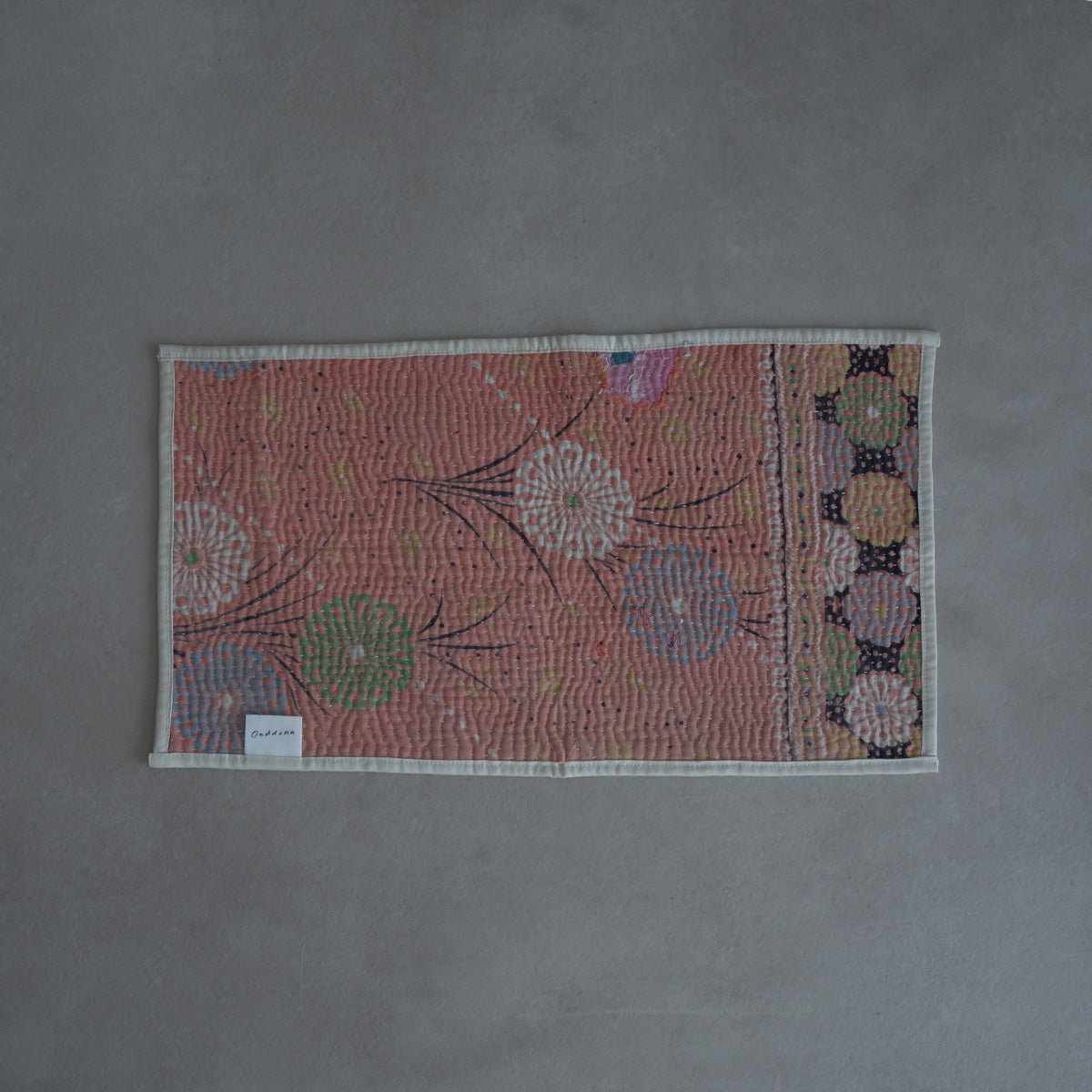 Vintage kantha kilt 멀티 매트[Blue×Green-B]
