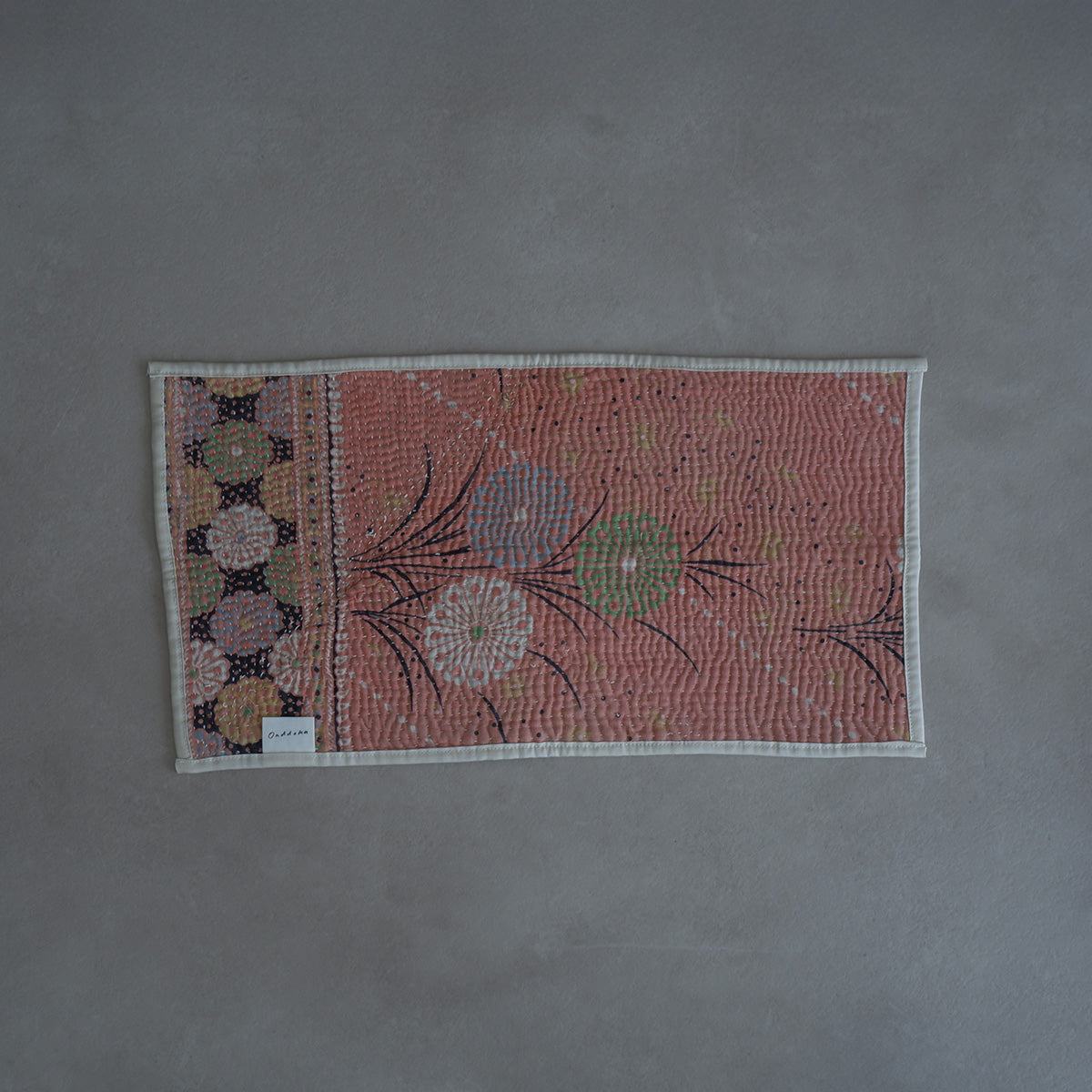 Vintage kantha kilt 멀티 매트[Blue×Green-A]