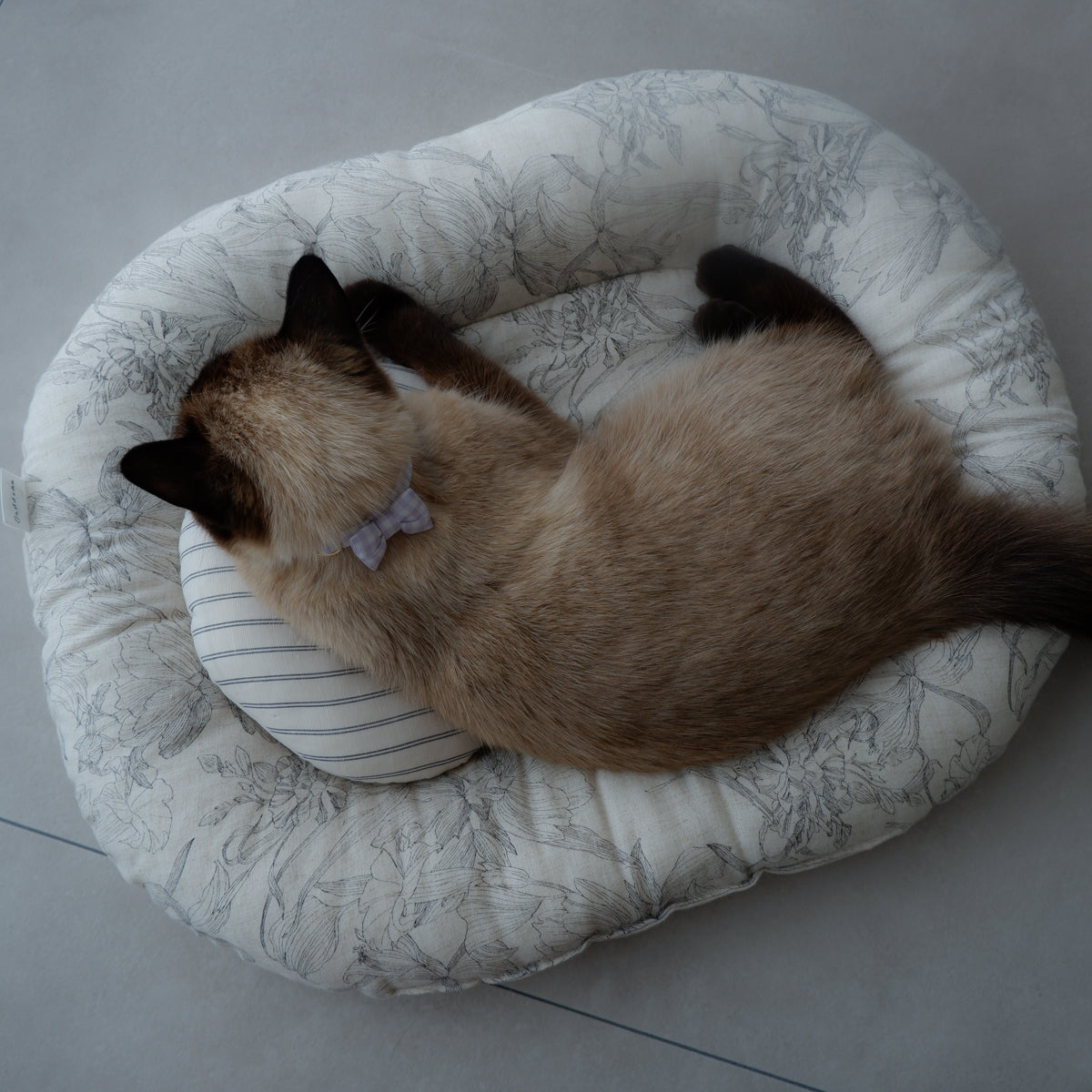 Cat-friendly cotton collar/ribbon [gingham/lavender]