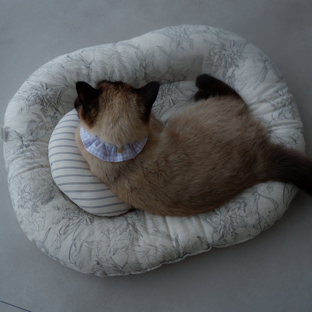 Cat-friendly cotton collar/ruffle [gingham/lavender]