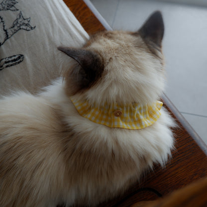 Cat-friendly cotton collar/ruffle [gingham/lemon]