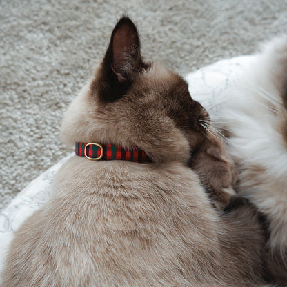 猫にやさしいコットン首輪/リボンなし【Tartan Red】