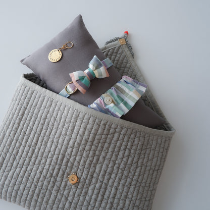 aaco×Onddoka 猫の首輪ポーチ【ねずみグレー】