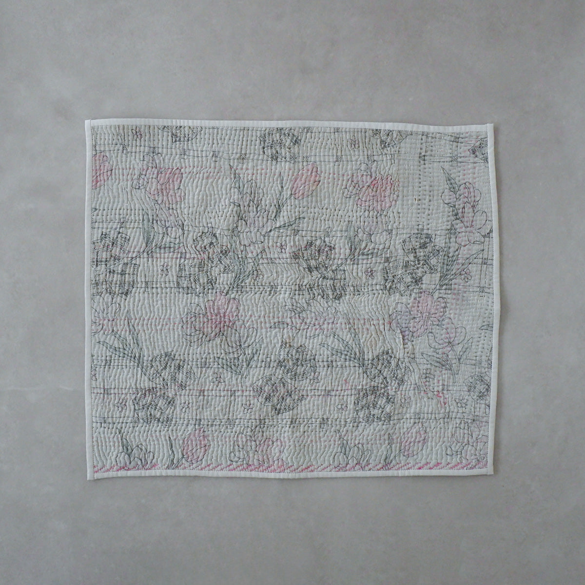 Vintage kantha kilt 멀티 매트【Blue-A】