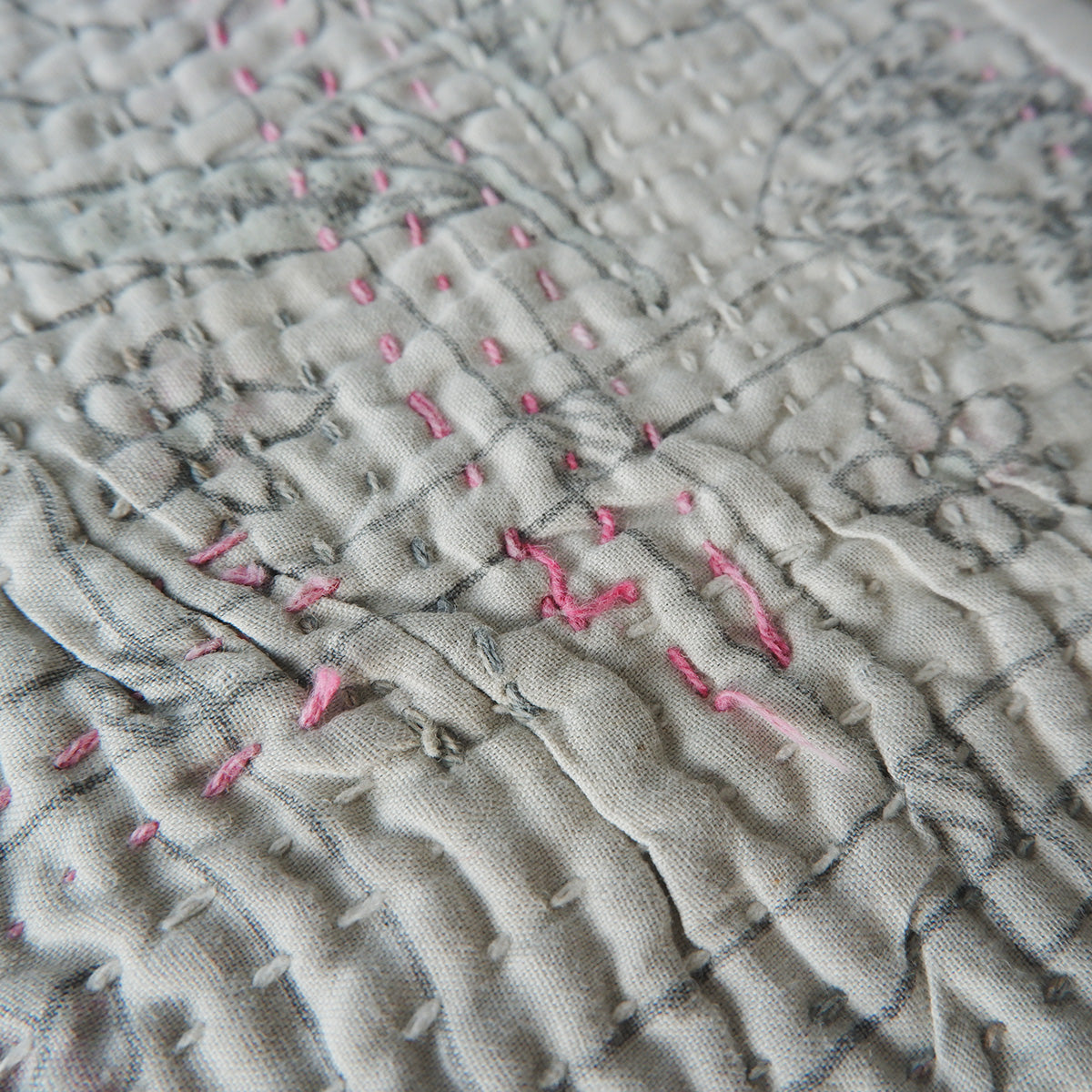 Vintage kantha kilt 멀티 매트【Blue-A】