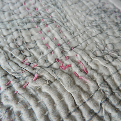 Vintage kantha kilt 멀티 매트【Blue-A】