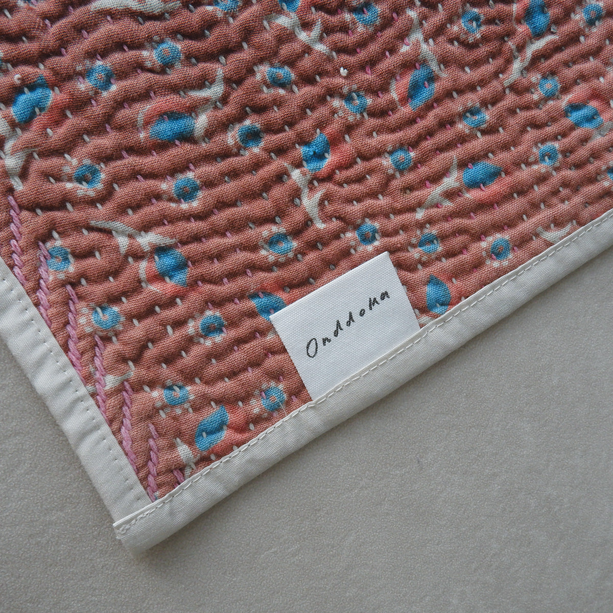 Vintage kantha kilt 멀티 매트【Blue-A】