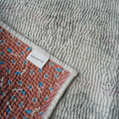 Vintage kantha kilt 멀티 매트【Blue-A】