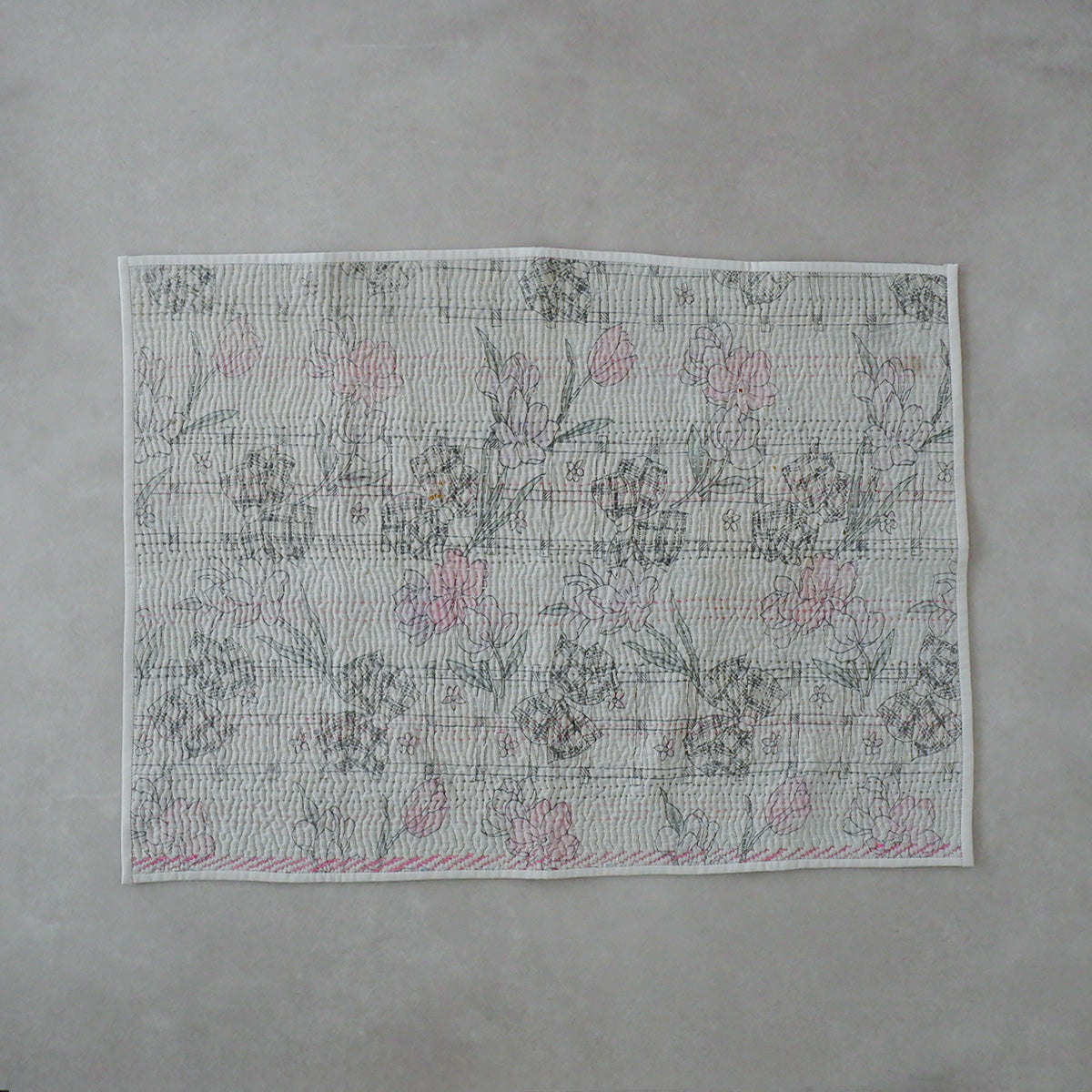 Vintage kantha kilt 멀티 매트【Blue-A】