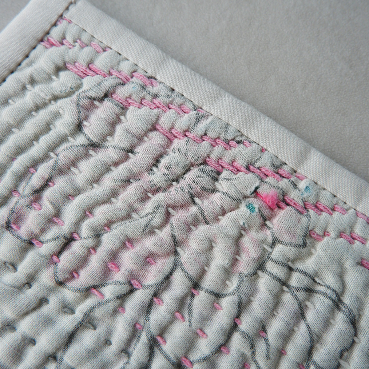 Vintage kantha kilt 멀티 매트【Blue-A】