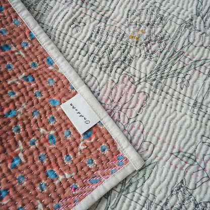 Vintage kantha kilt 멀티 매트【Blue-A】