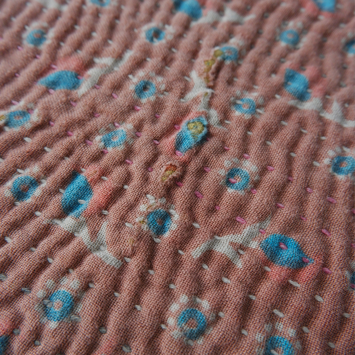 Vintage kantha kilt 멀티 매트【Blue-A】