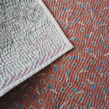 Vintage kantha kilt 멀티 매트【Blue-A】