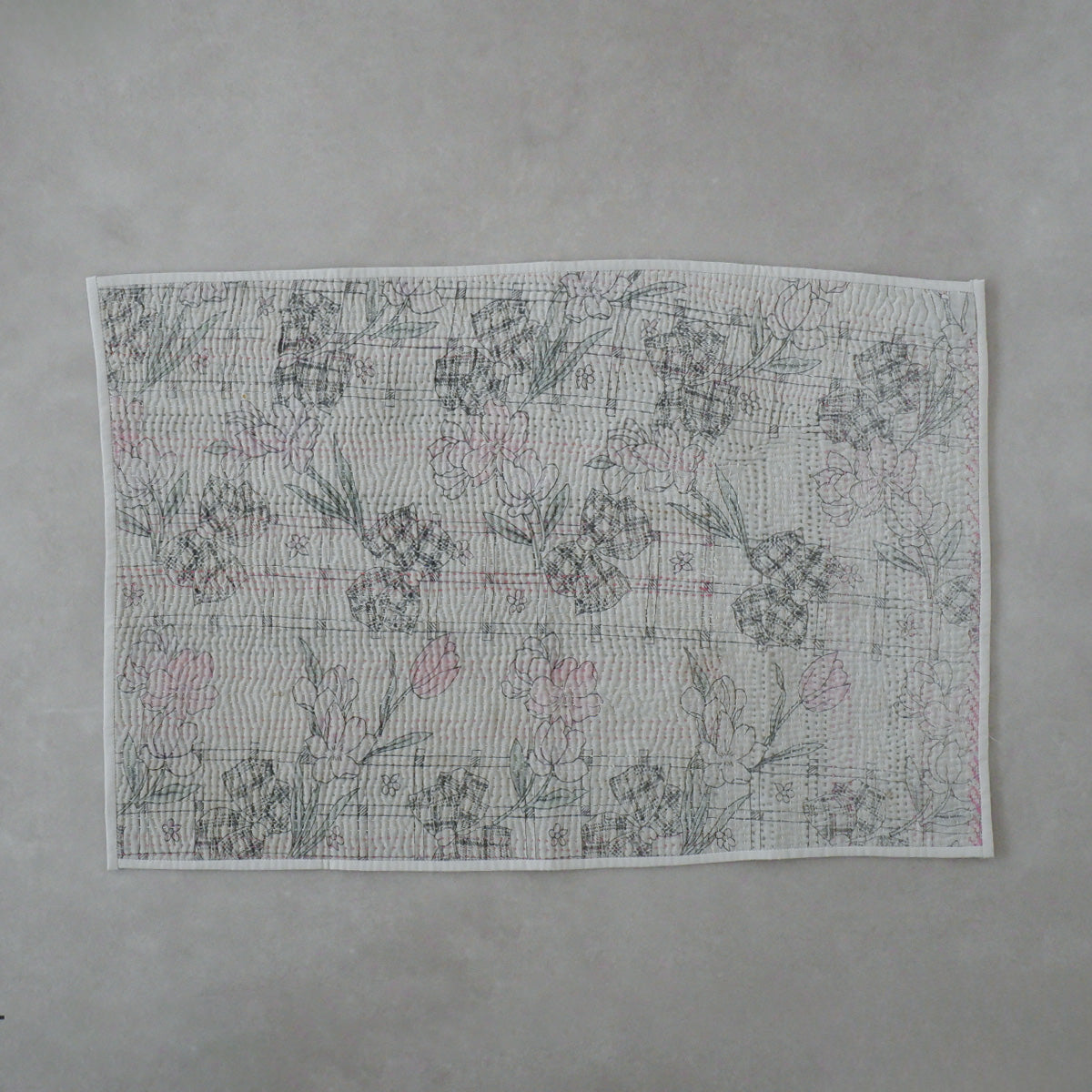 Vintage kantha kilt 멀티 매트【Blue-A】