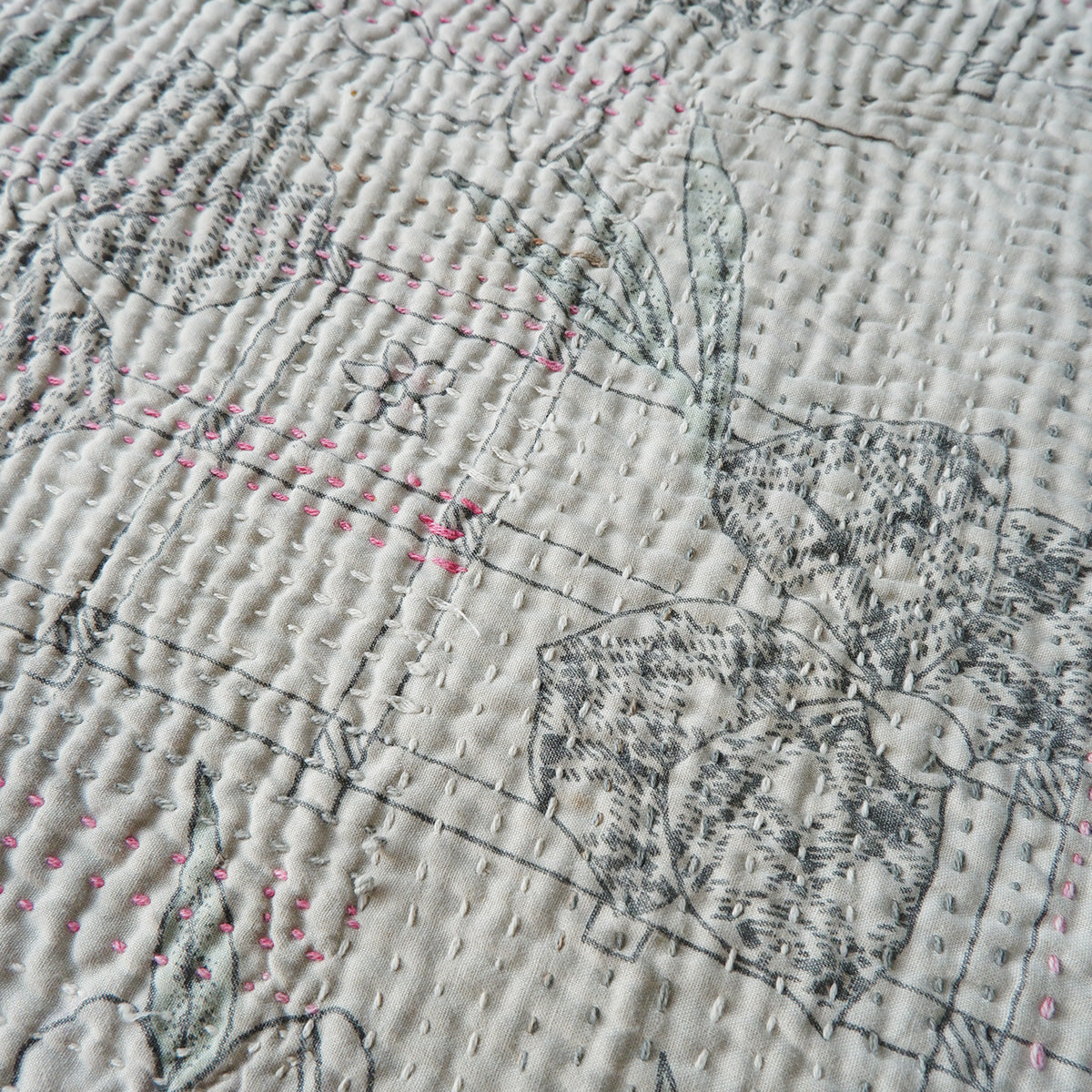 Vintage kantha kilt 멀티 매트【Blue-A】