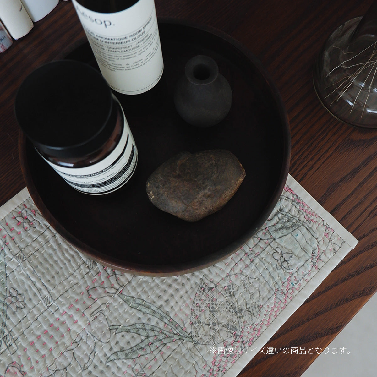 Vintage kantha kilt 멀티 매트【Blue-A】