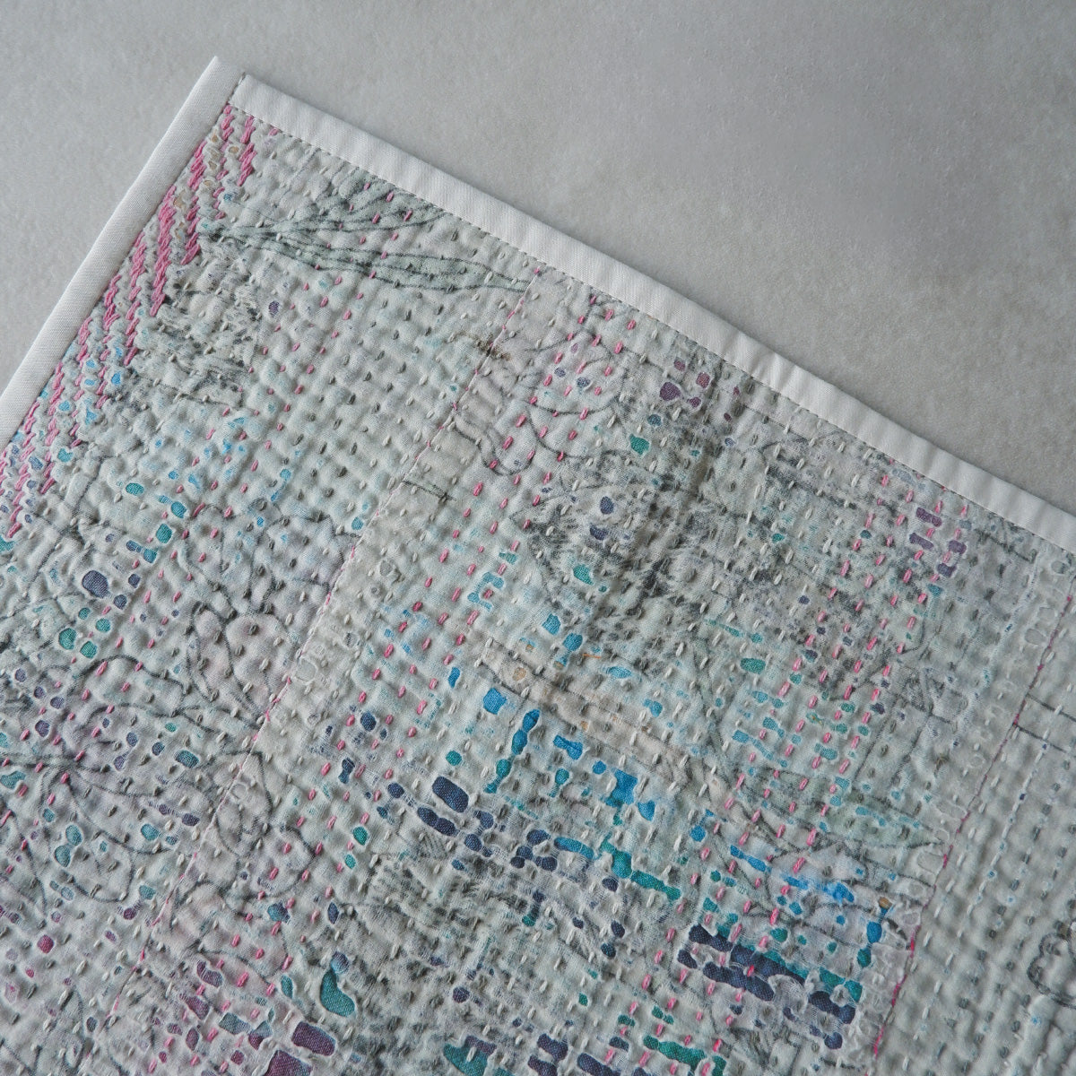 Vintage kantha kilt 멀티 매트【Blue-A】