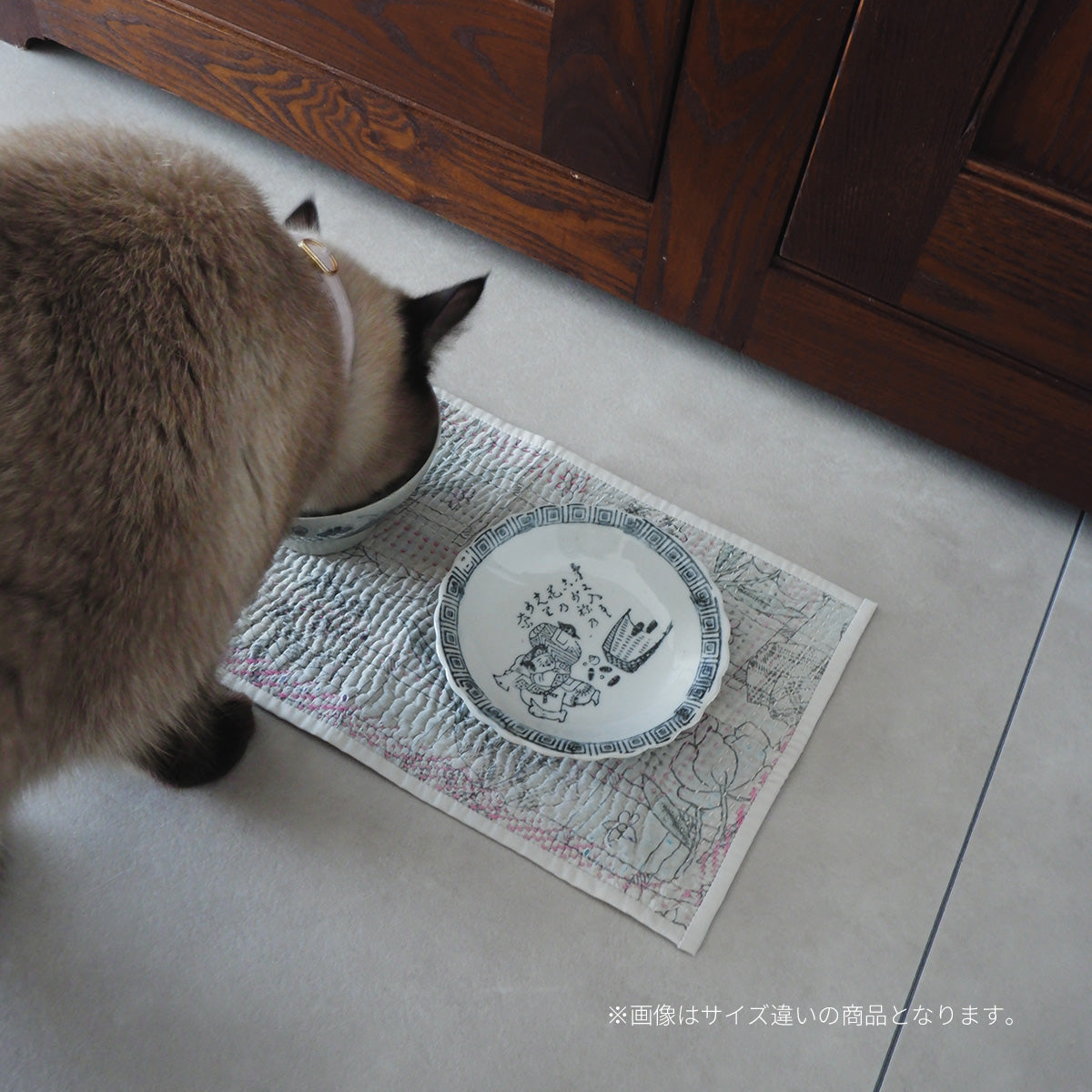 Vintage kantha kilt 멀티 매트【Blue-A】