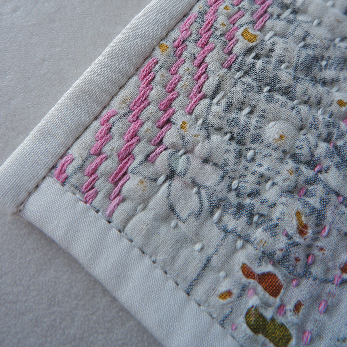 Vintage kantha kilt 멀티 매트【Blue-A】